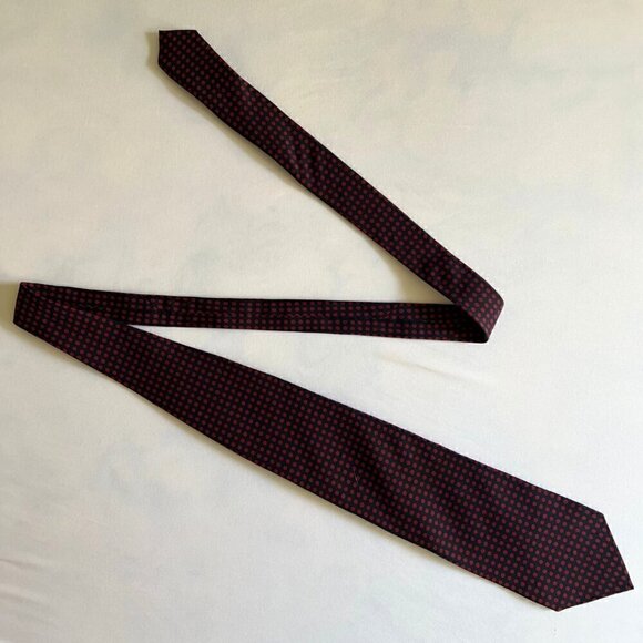Giorgio Armani 90's Navy & Red Polka Dot Tie - Picture 1 of 5